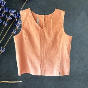Marisa Christina 100% Linen Pink Sleeveless Pleated Top  XL EUC